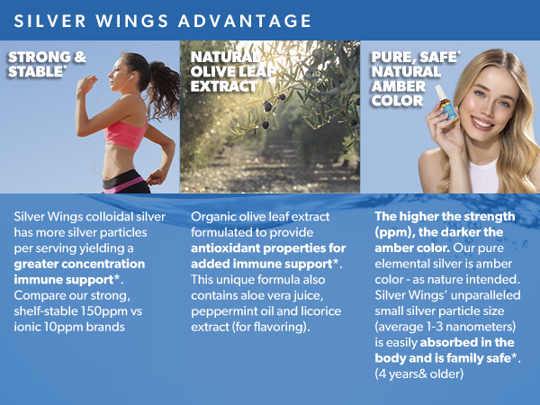 Natural Path Silver Wings Colloidal Silver 150ppm (750mcg) w/Olive Leaf - Immune Support Supplement - 1oz Spray
