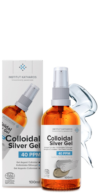 Pure Colloidal Silver Gel 40 PPM • 100% Natural and only 3 Ingredients • Optimal Texture and Absorption (Better Than Creams) • Amber Glass and Ultra-Practical Pump • Ebook Included • Institut Katharos