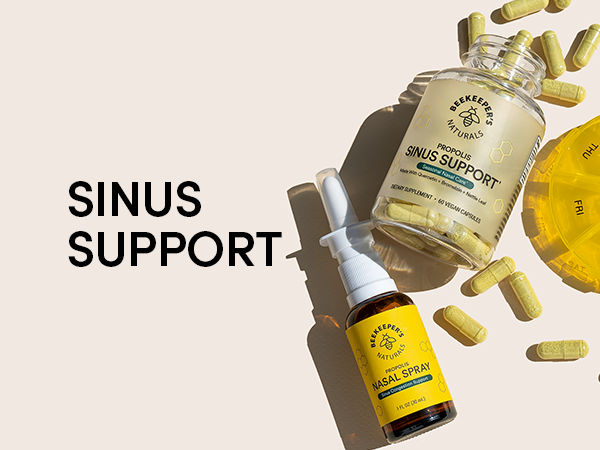 Beekeeper's Naturals Sinus Support for Adults, Quercetin & Bromelain, 60 ct