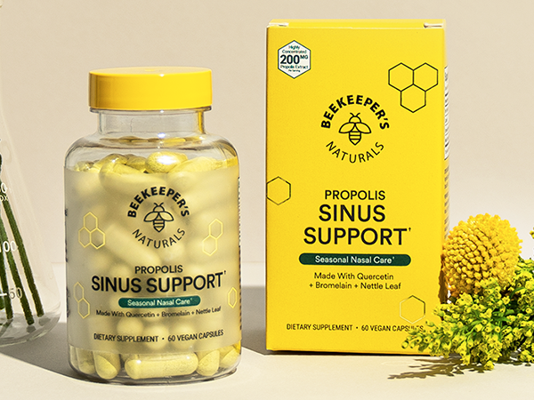 Beekeeper's Naturals Sinus Support for Adults, Quercetin & Bromelain, 60 ct