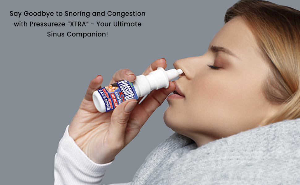 Pressureze Xtra - Natural- Preservative Free - Sterile Nasal Spray - for Severe Sinus Congestion Relief - Opens Blocked Ear Canals, Snoring - 245 Sprays, 34 ml (Pack of 1)