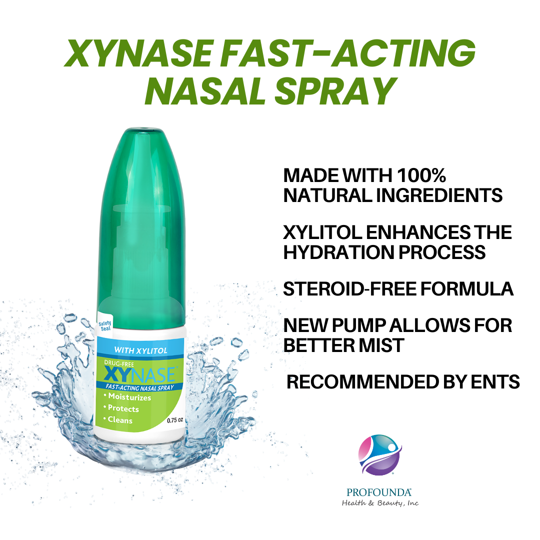 Xynase® Nasal Spray with Xylitol (0.75 fl oz) - All Natural Saline Gentle Relief for Congestion, Allergies, and Sinus Pressure, Safe for All Ages