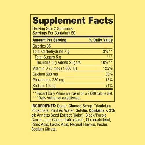 Spring Valley Calcium 500 mg Plus Vitamin D 25 mcg Bone Health Dietary Supplement Gummies, 100 Count + DRI Store Sticker. 5