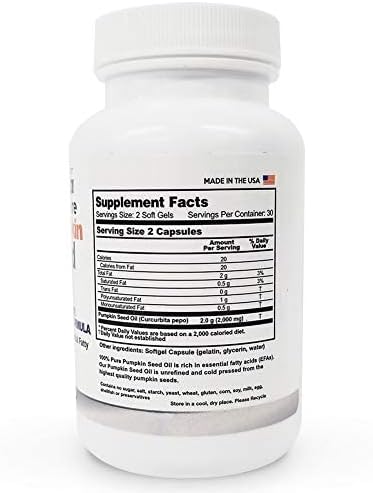 100% Pure Pumpkin Seed Oil - 60 Soft Gels Containing a Rich Nutrient Profile Found in Genuine Whole Foods - Men's Super Comfort Formula - Nutritional Oil Rich in Essential Fatty Acids - 1 Bottle 5