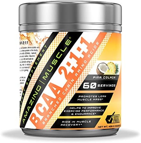 Amazing Muscle BCAA 2:1:1 Branched Chain Amino Acids Supplement | 6000 Mg Per Serving | Pina Colada Flavor | 60 Servings 2