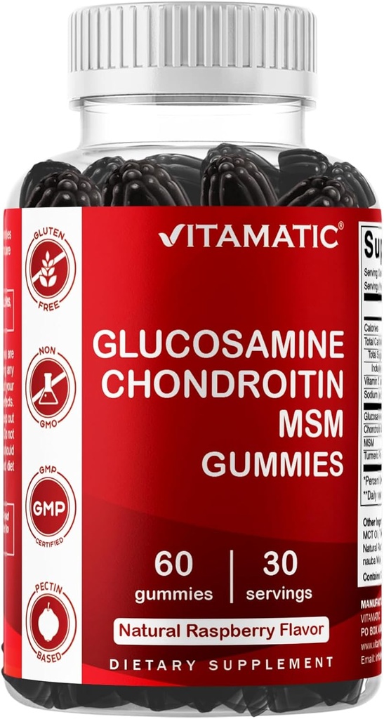 Vitamatic Glucosamine Chondroitin Gummies with MSM & Vitamin E – Joint Support Formula – 60 Pectin-Based Vegan Gummies 2