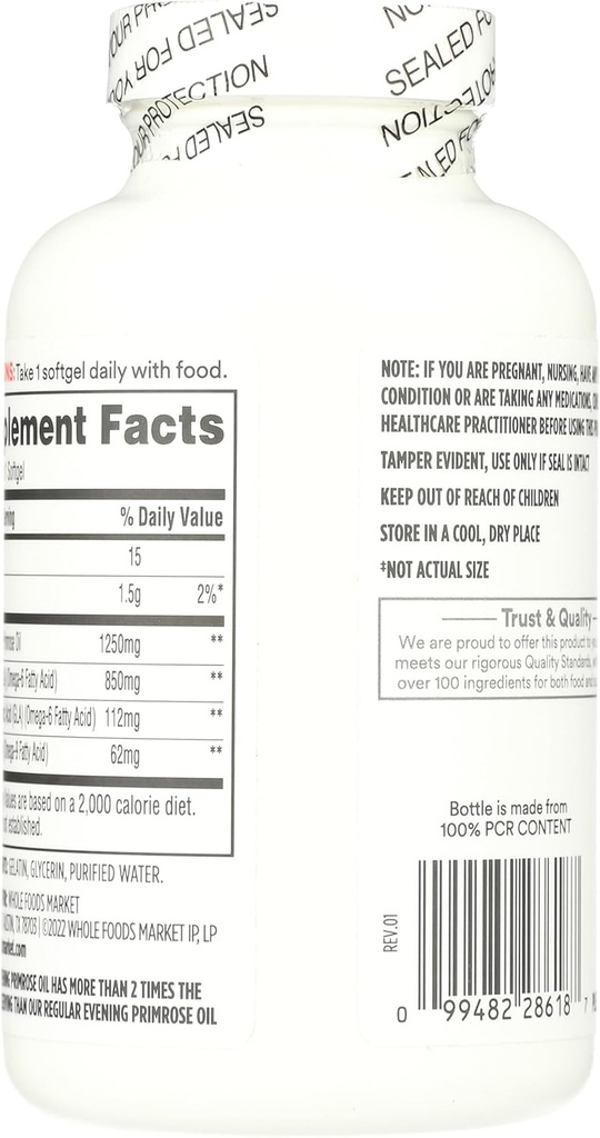 365 by Whole Foods Market, High Potency Evening Primrose Oil 1250mg, 120 Count 3