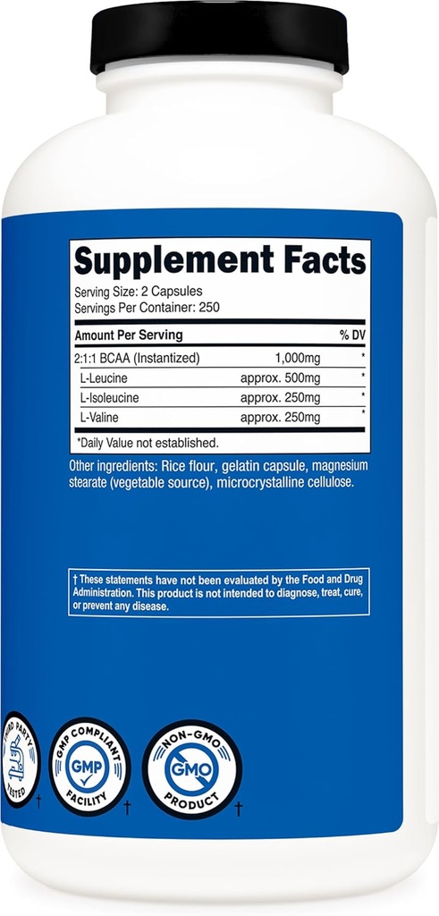 Nutricost BCAA Capsules 2:1:1 500mg, 500 Caps (3 Bottles) 6