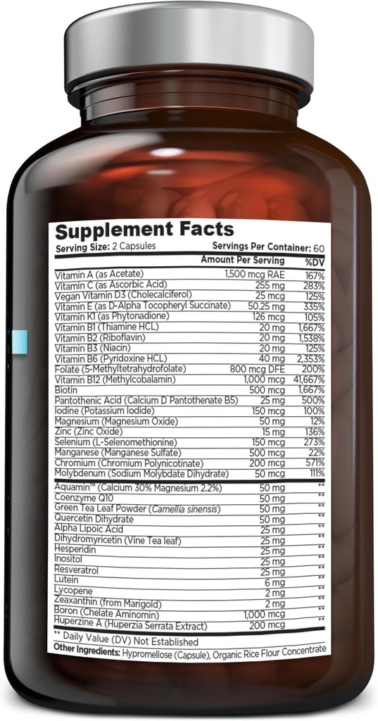 OmniBiotics Ultimate Daily Multivitamin for Women & Men – 34 Essential Ingredients Including Vitamin A, C, D, E, B6, B12, Biotin, Zinc – 120 Vegan Capsules 4