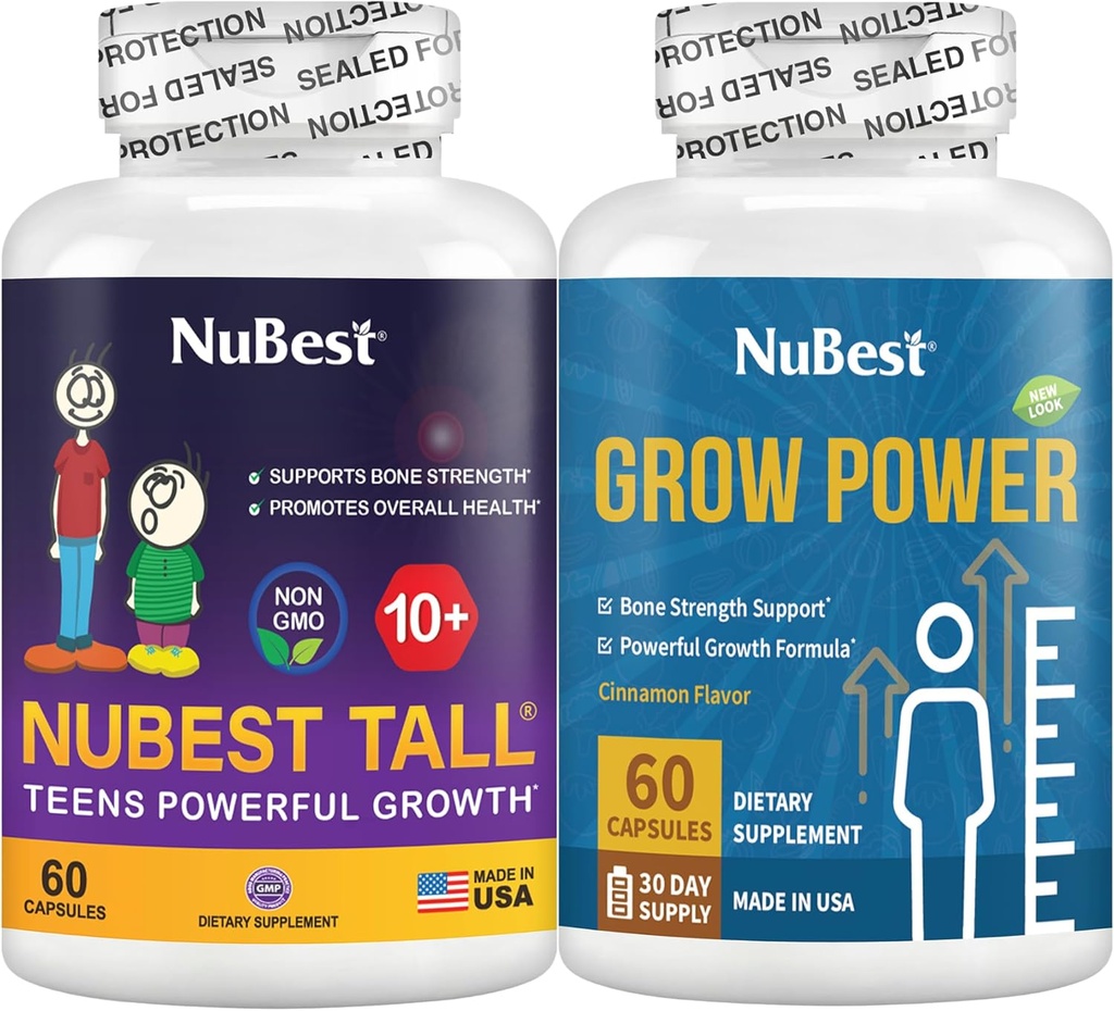 NuBest Bundle Tall 10+ & Grow Power | Growth Support for Age 10+ & Teens | Calcium, Vitamins D3, K2, Collagen & Herbs | Bone Strength, Focus & Development 2