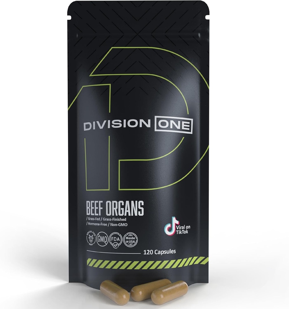 Divisionone Beef Organ Supplement - Primal Blend with Liver, Heart, Kidney, Beef Liver Supplement Grass Fed, Organ Meat Supplements for Humans, Non-GMO, 120 Caps. 2