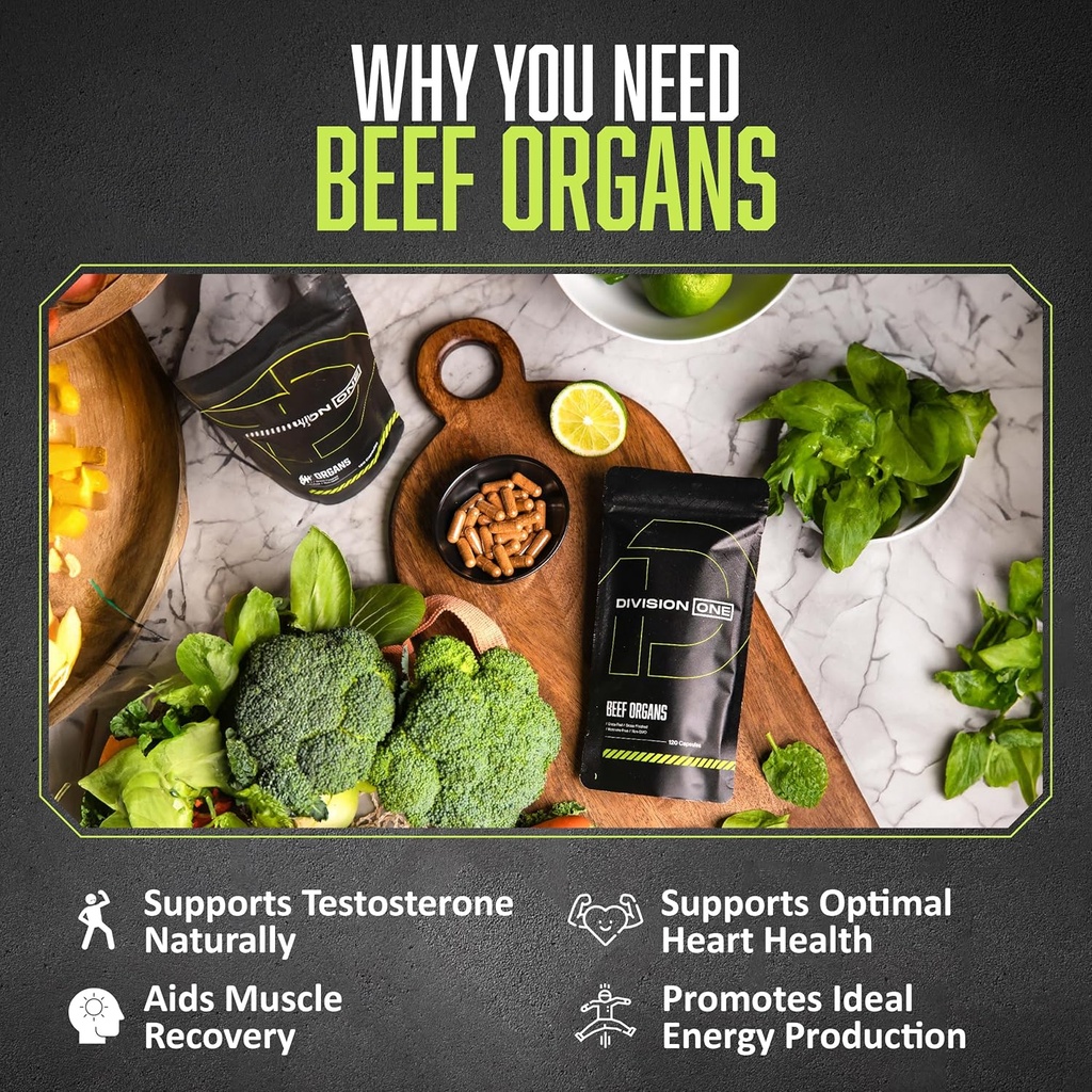 Divisionone Beef Organ Supplement - Primal Blend with Liver, Heart, Kidney, Beef Liver Supplement Grass Fed, Organ Meat Supplements for Humans, Non-GMO, 120 Caps. 4