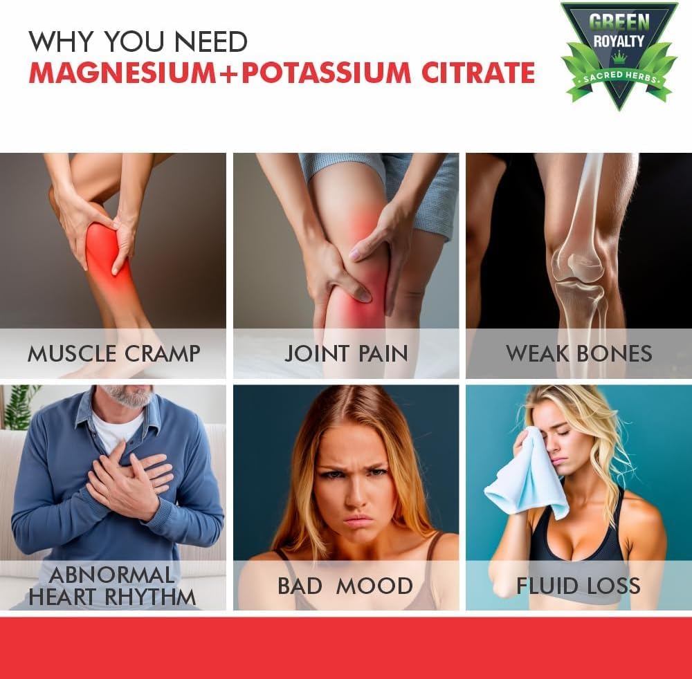 Magnesium Citrate + Potassium 60 Premium Vegan Capsules(Citrate 375 mg) + (375mg Potassium) Non GMO, Gluten Free - High Absorption Supplement Made in USA 4
