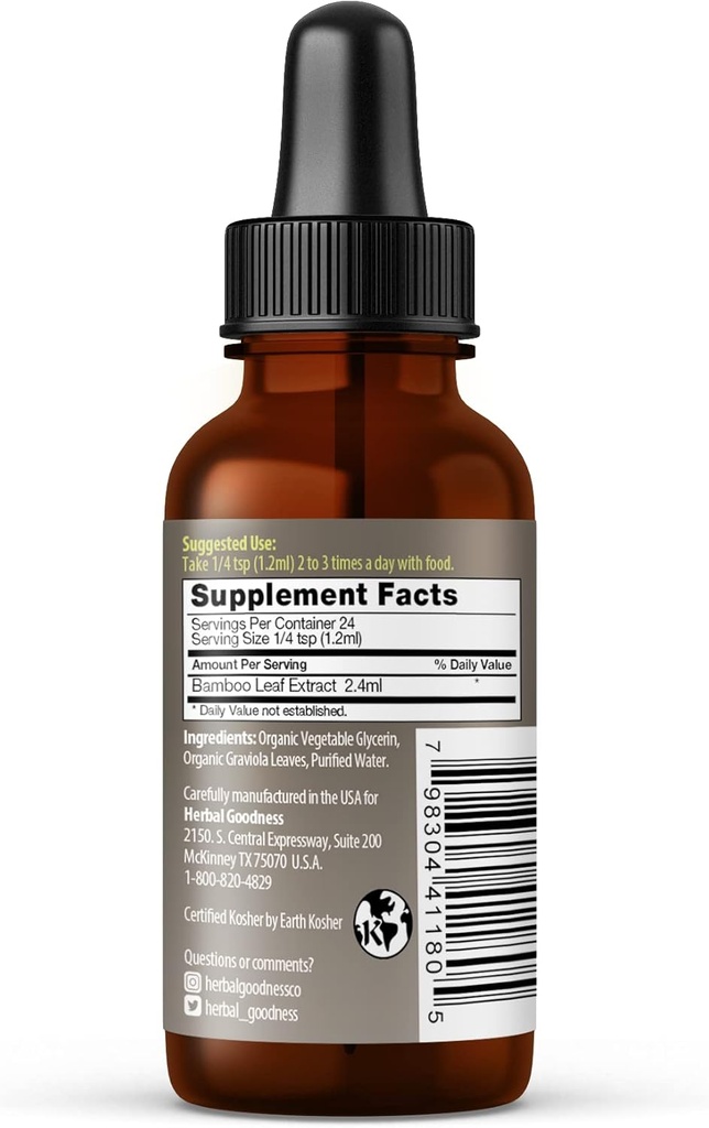 Herbal Papaya Bamboo Extract Liquid Collagen Silica Supplements 1oz - Silicio Organico - Organic Hair, Skin and Nails Vitamins Bamboo Leaves Extract - Strengthens Bone and Joints - 1 Bottle 3