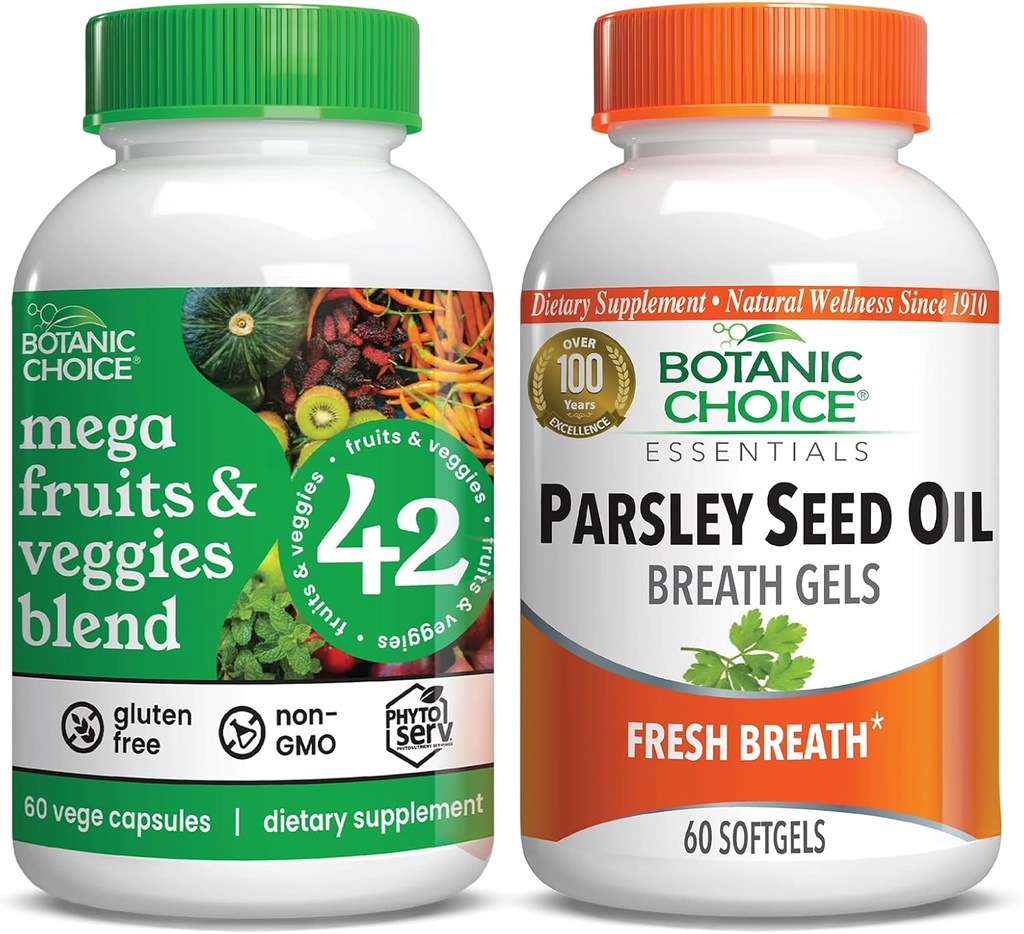 Botanic Choice - Mega Fruits & Veggies and Parsley Seed Oil Bundle - Energy Balance & Breath Freshener Supplements for Adults 2
