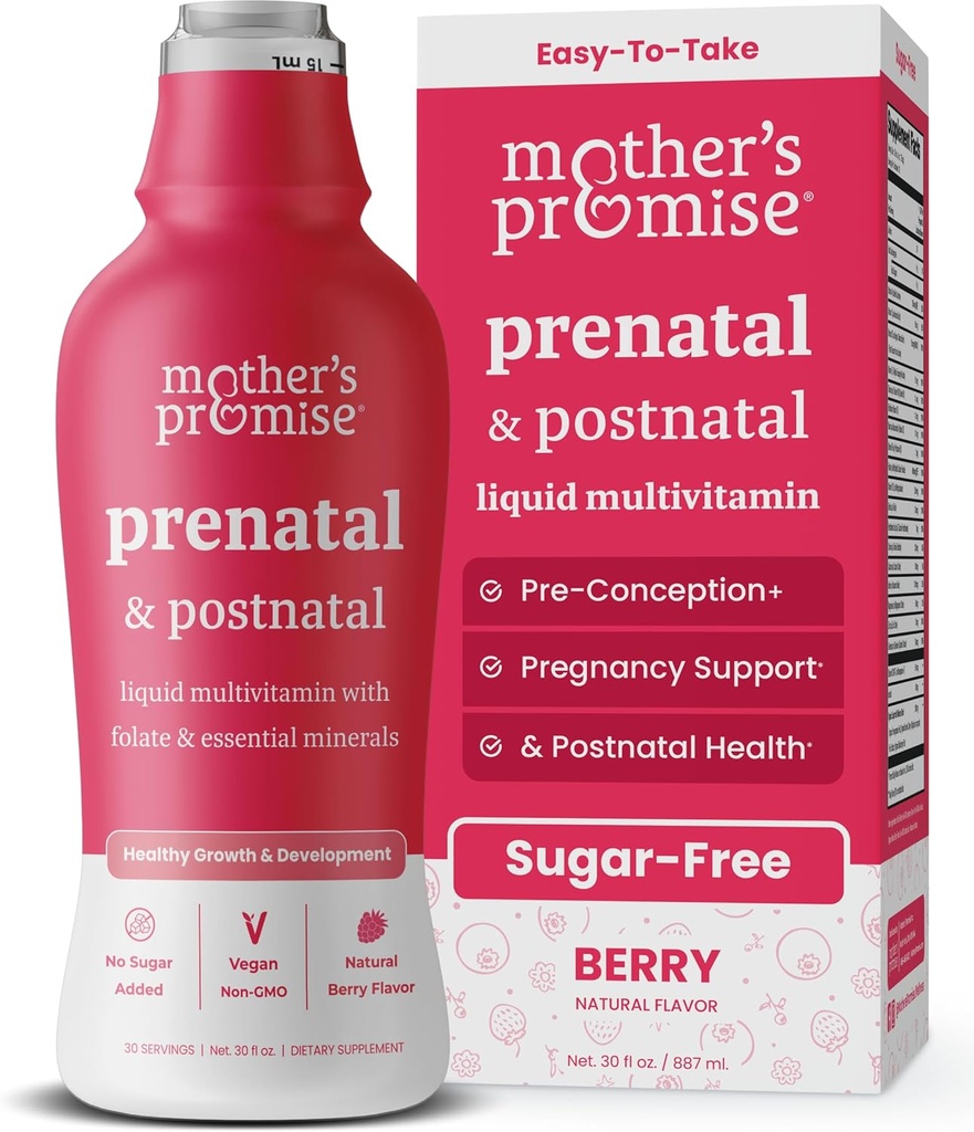 Mother's Promise Prenatal & Postnatal Multivitamin for Women | Sugar Free Liquid Prenatal Vitamins for Women with Folate, Choline & Organic Fruits for Preconception, Pregnancy & Nursing | Vegan 2
