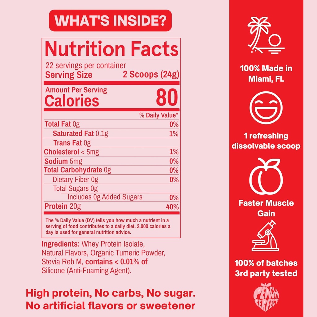 Peach Perfect Whey Protein Powder for Women, Pineapple Mango Protein Juice for Women, 20g Clear Whey Protein Isolate Per Serving for Muscle Support, Meal Replacement Shake, Protein Water, 22 Servings 6