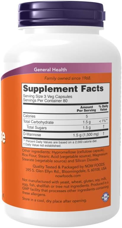 Now Foods D-mannose 500 mg,240 Veg Capsules 3