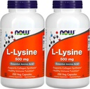 NOW Foods L-lysine 500 mg, 250 Capsules (Pack of 2) 2