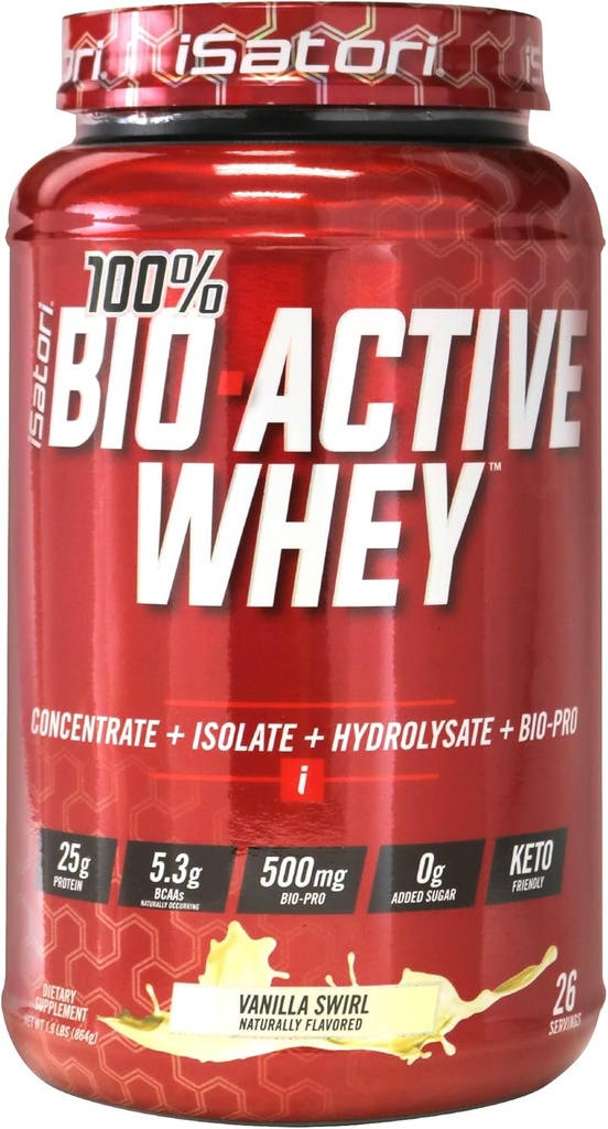 iSatori 100% Bio-Active Whey Protein Powder, Muscle Growth & Recovery with Whey Isolate, Hydrolysate, Concentrate, BCAAs & Colostrum Peptides, 25g of Protein Per Serving - Vanilla Swirl (26 Servings) 2