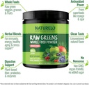 NATURELO Raw Greens Superfood Powder - Unsweetened - Boost Energy, Detox, Enhance Health - Organic Spirulina - Wheat Grass - Whole Food Nutrition from Fruits & Vegetables - 480 Grams 3