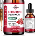 Berberine HCL Liquid Drops, 1500mg Berberine Supplement with Ceylon Cinnamon, Bitter Melon, Milk Thistle for Immune, Digestion System & Heart Health, 2 Fl Oz, Sugar-Free Pineapple Flavor 2