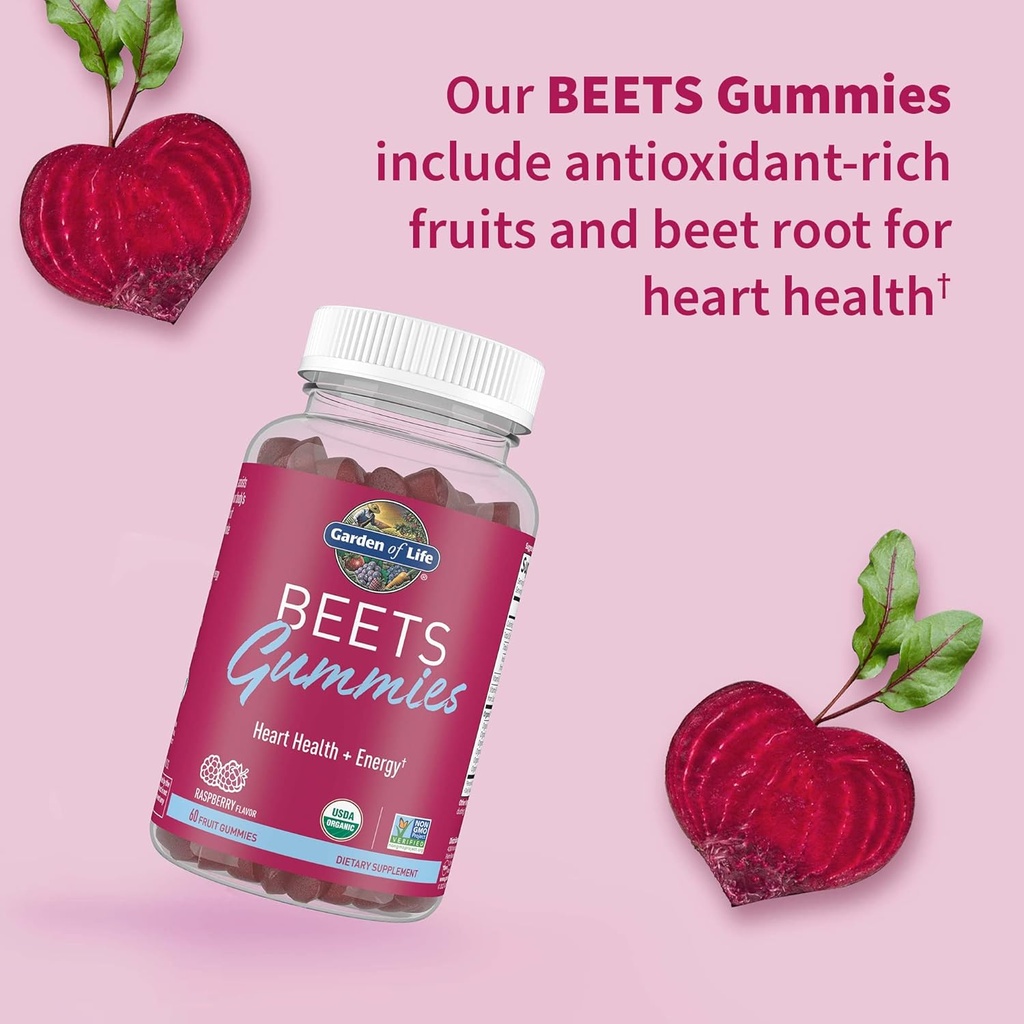 Garden of Life Organic Beet Root Gummies Made from Pectin with Antioxidants, Vitamin C, Vitamin D & B12 for Heart Health & Energy – Beets Gummies – Vegan, Gluten Free, Non GMO, Raspberry, 30 Servings 4