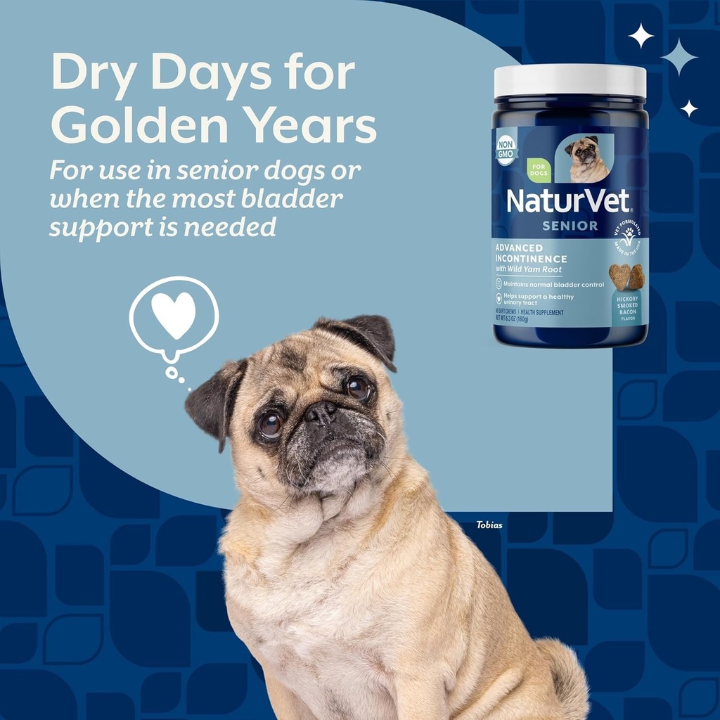 NaturVet Senior Advanced Incontinence Dog Supplement – Helps Support Dog’s Bladder Control, Normal Urination – Includes Synergistic Blend of Botanicals – 60 Ct. Soft Chews 4