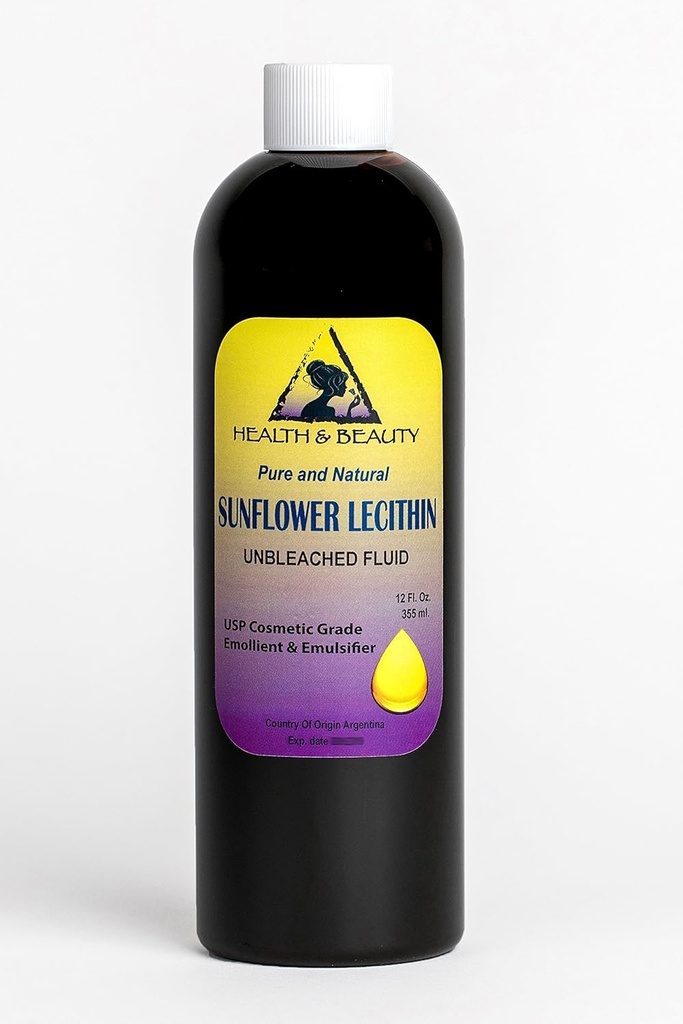 Lecithin Sunflower Unbleached Fluid Liquid Emulsifier Emollient Stabilizer Pure 16 oz 4