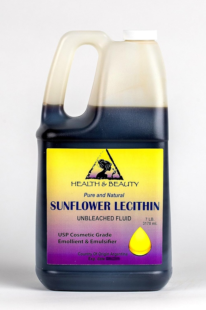 Lecithin Sunflower Unbleached Fluid Liquid Emulsifier Emollient Stabilizer Pure 16 oz 5