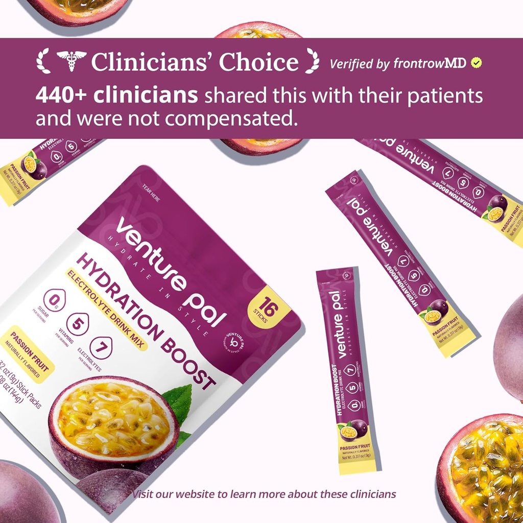 Venture Pal Sugar Free Electrolyte Powder Packets - Liquid Daily IV Drink Mix for Rapid Hydration & Party Recovery | 5 Vitamins & 7 Electrolytes| Keto Friendly | Non-GMO | Certified Vegan | 16 Sticks 4