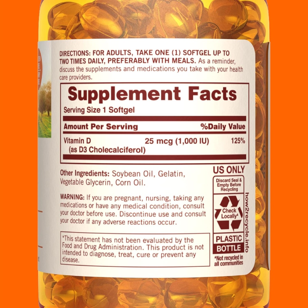 Sundown Vitamin D3, 200 Softgels 4