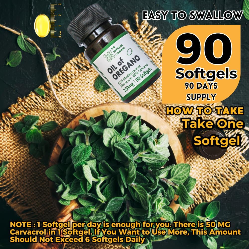 THE OREGANO COMPANY- Oil of Oregano | 90 Softgels, Natural Carvacrol, Edible Food Grade, Aceite De Oregano, Potency, Capsules, Wild Mediterranean Oregano Oil GelCaps Extract,Wild Supplements 4