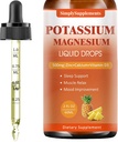 Potassium Magnesium Supplement - Potassium 99mg & 500mg Magnesium Glycinate Complex Liquid Drops with Calcium, Zinc, Vitamin B6, D3 - Energy & Bone & Muscle Support - 2 Fl oz 2