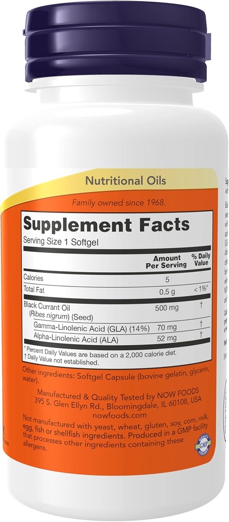Now Foods, Black Currant Oil, 500 mg, 100 Softgels 3