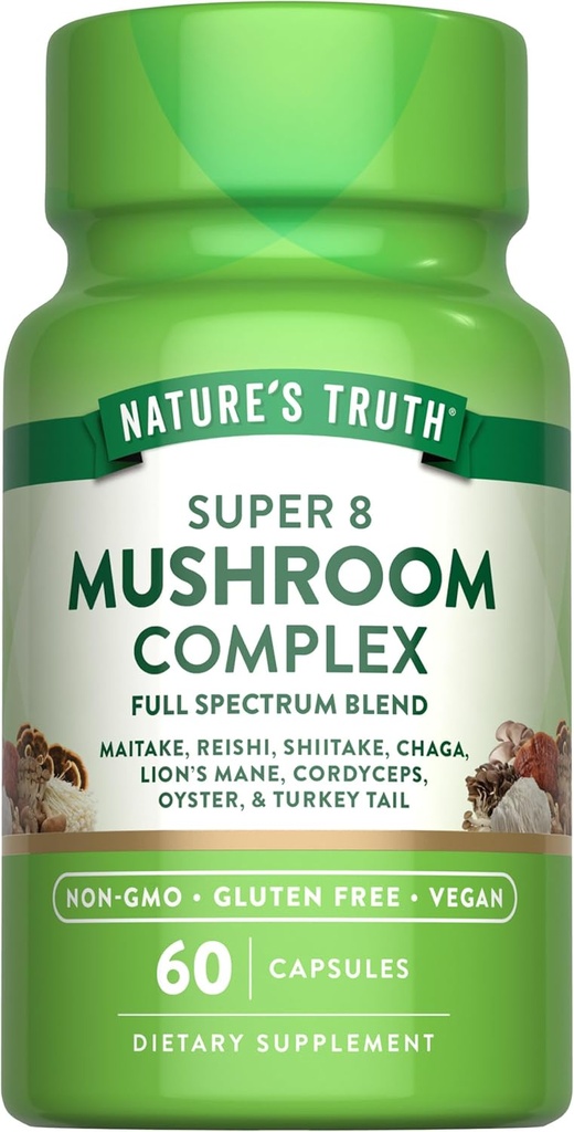 Nature's Truth Mushroom Complex Capsules | 60 Count | Full Spectrum Complex of Super 8 Mushrooms | Vegan, Non-GMO, & Gluten Free Supplement 2