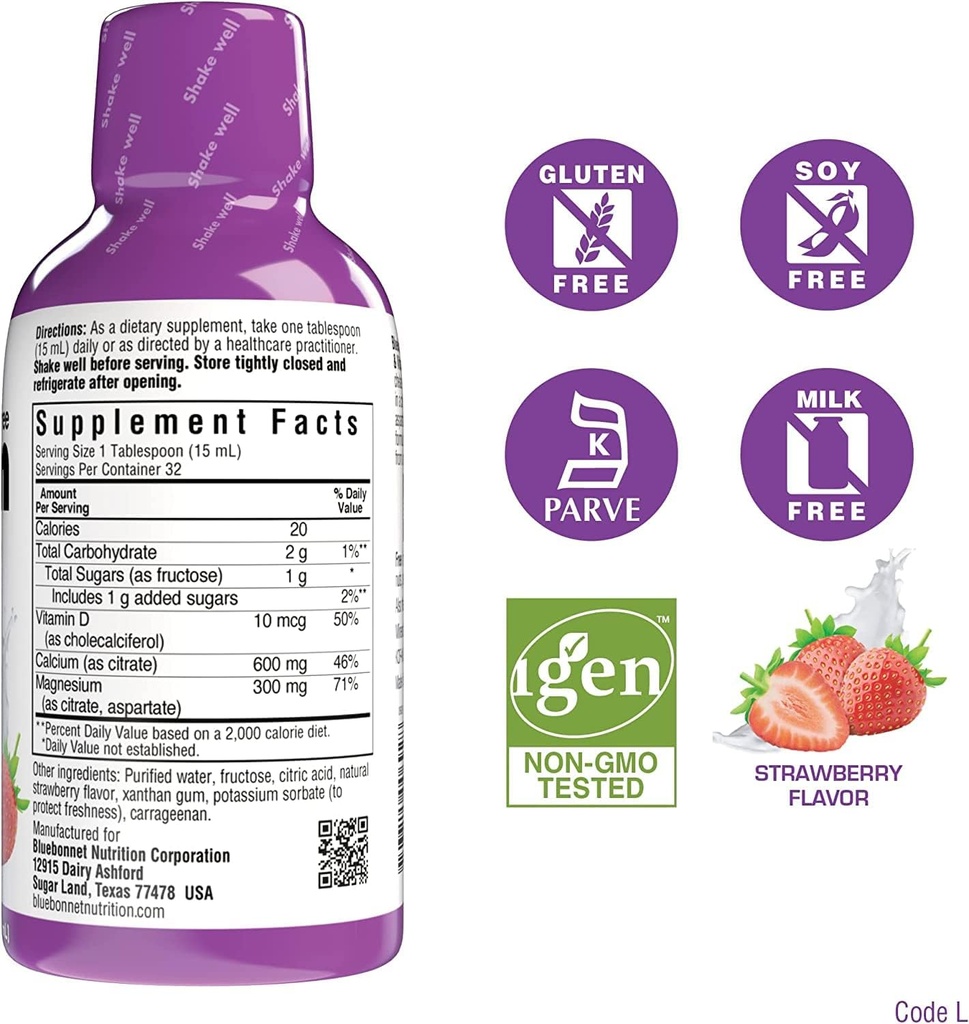 Bluebonnet Nutrition Liquid Calcium Citrate Magnesium Citrate, Vitamin D3 - Bundle of Blueberry, Strawberry and Mix Berry Flavor, 3 Bottle of 16 Fl Oz Each (48 Fl Oz Total) 4