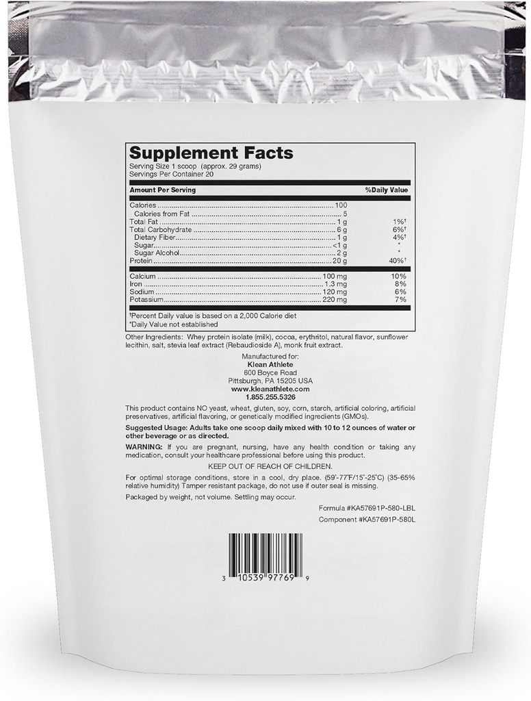 Klean Athlete Klean Isolate | Whey Protein Isolate to Enhance Daily Protein and Amino Acid Intake for Muscle Integrity* | NSF Certified for Sport | 20 Servings | Natural Chocolate Flavor 3
