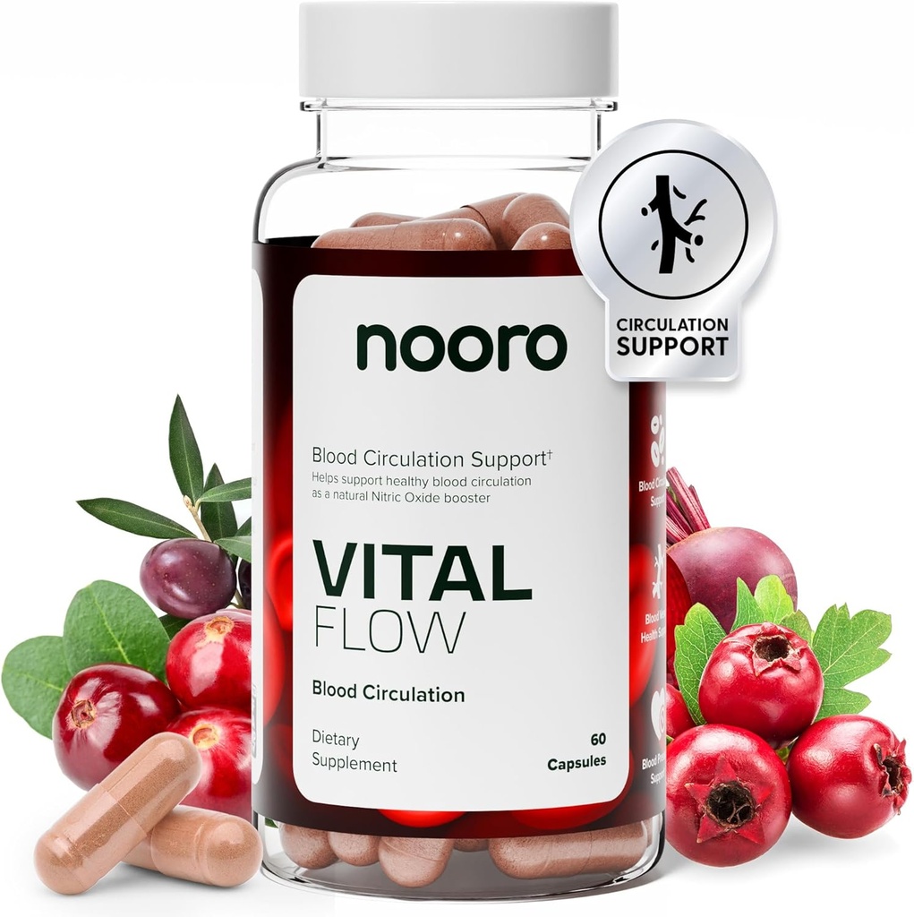 nooro Vital Flow Advanced Blood Circulation Supplement with Nitric Oxide Boost, Vitamin D3, Magnesium, Probiotic Blend, Veins Support Non-GMO and Gluten Free 60 Capsules 2