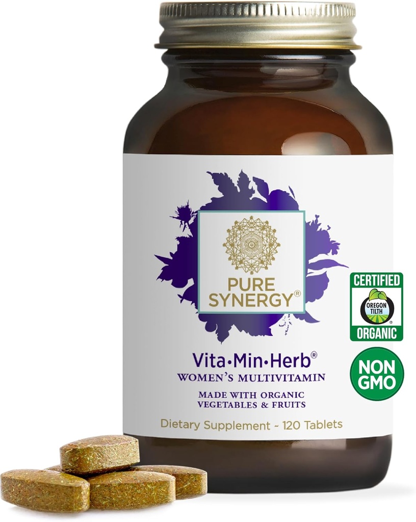 PURE SYNERGY Vita·Min·Herb for Women | Women’s Comprehensive Multivitamin Supplement | Made with Organic Whole Food Non-GMO & Vegan Ingredients | Supports Energy & Immune Health (120 Tablets) 2