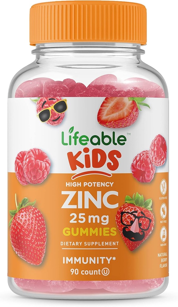Lifeable Zinc 25mg Kids + Phosphatidylserine (PS) Kids, Gummies Bundle - Great Tasting, Vitamin Supplement, Gluten Free, GMO Free, Chewable Gummy 3