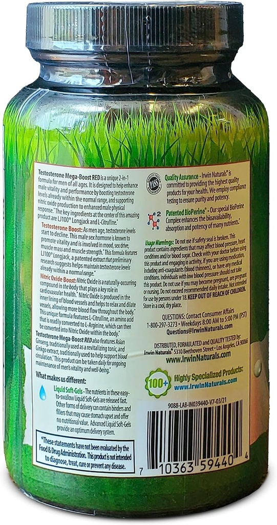 Irwin Naturals Testosterone Mega Boost Red 68 Sgels 4