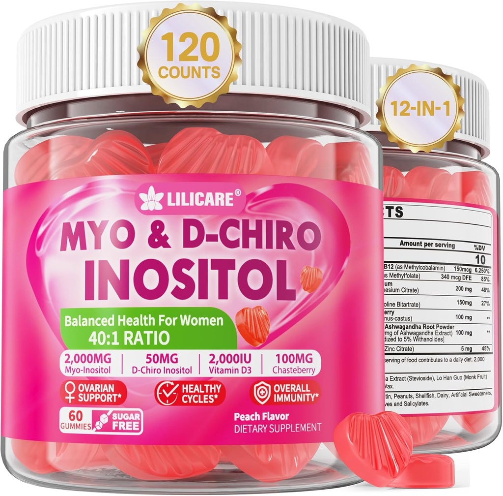 Bundle: Vitamin D3 K2 Filled Gummies & Inositol Gummies Ideal 40:1 Ratio Myo & D-Chiro 6