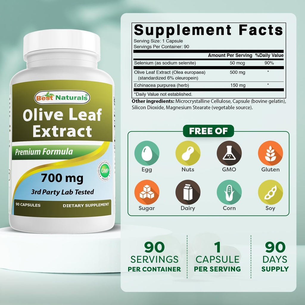 Best Naturals Olive Leaf Extract, 700 Mg, 90 Count 3