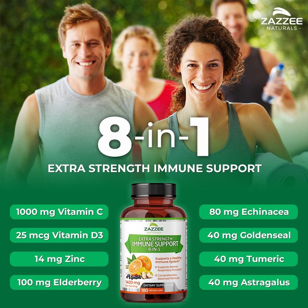 Zazzee USDA Organic Milk Thistle Extract Capsules and Extra Strength 8-in-1 Immune Support Capsules 6