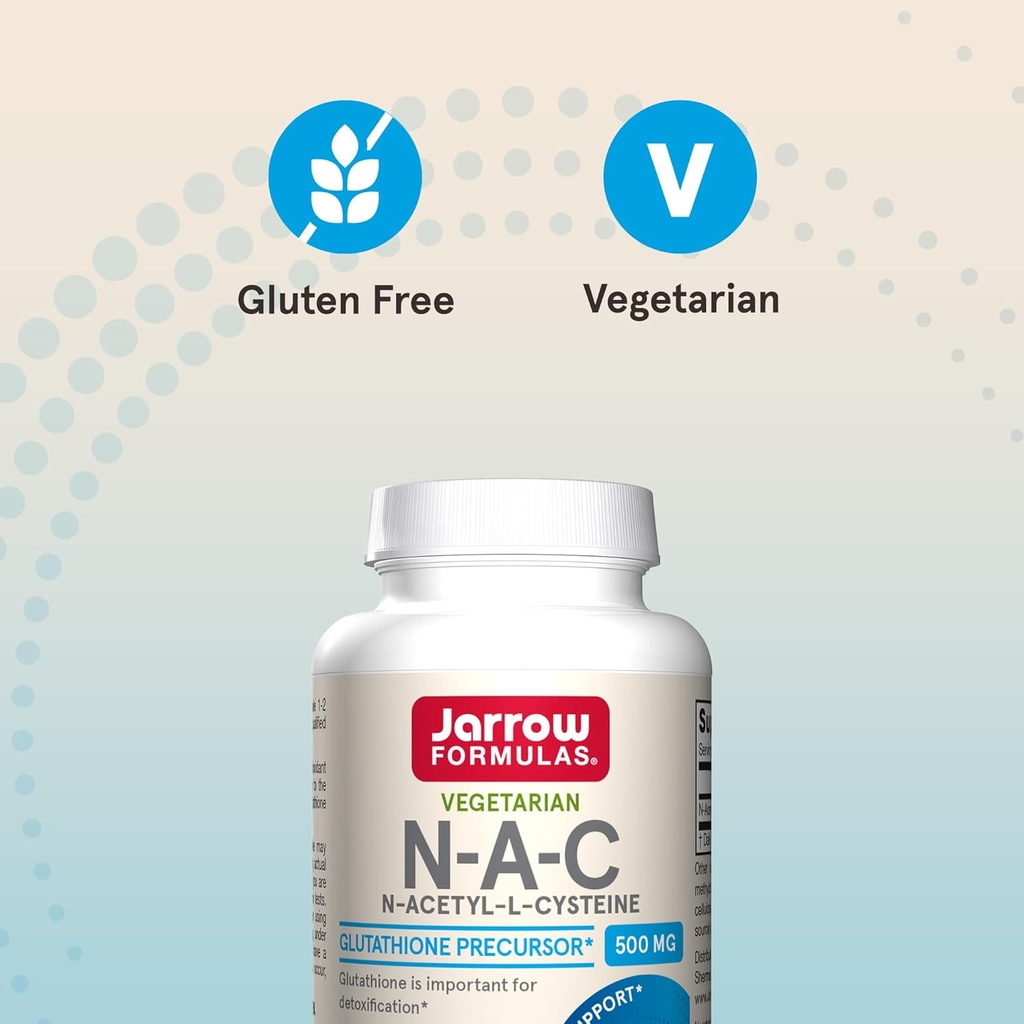 Jarrow Formulas N-A-C 500 mg - Antioxidant Amino Acid Supplement Supports Cellular Health & Liver Function - Precursor to Glutathione - Up to 60 Servings (Veggie Caps) (Pack of 4) 6