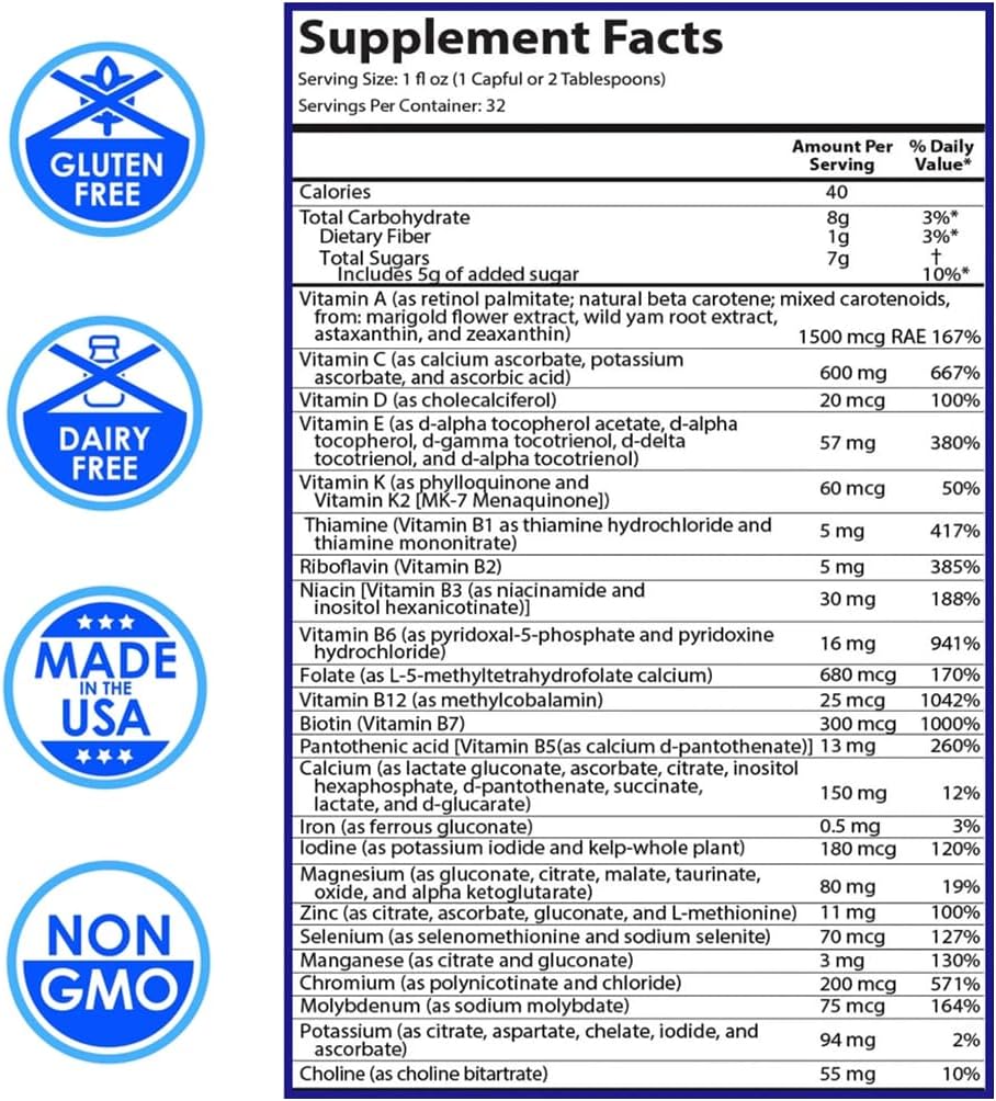 Drucker Labs intraMAX® (Peach Mango) & intraMIN® (Tropical Fruit): All-in-ONE Multivitamin & Mineral Complex (Immune Support, Non-GMO, Dairy-Free, Gluten-Free, Vegetarian, 32 fl oz Each) 4