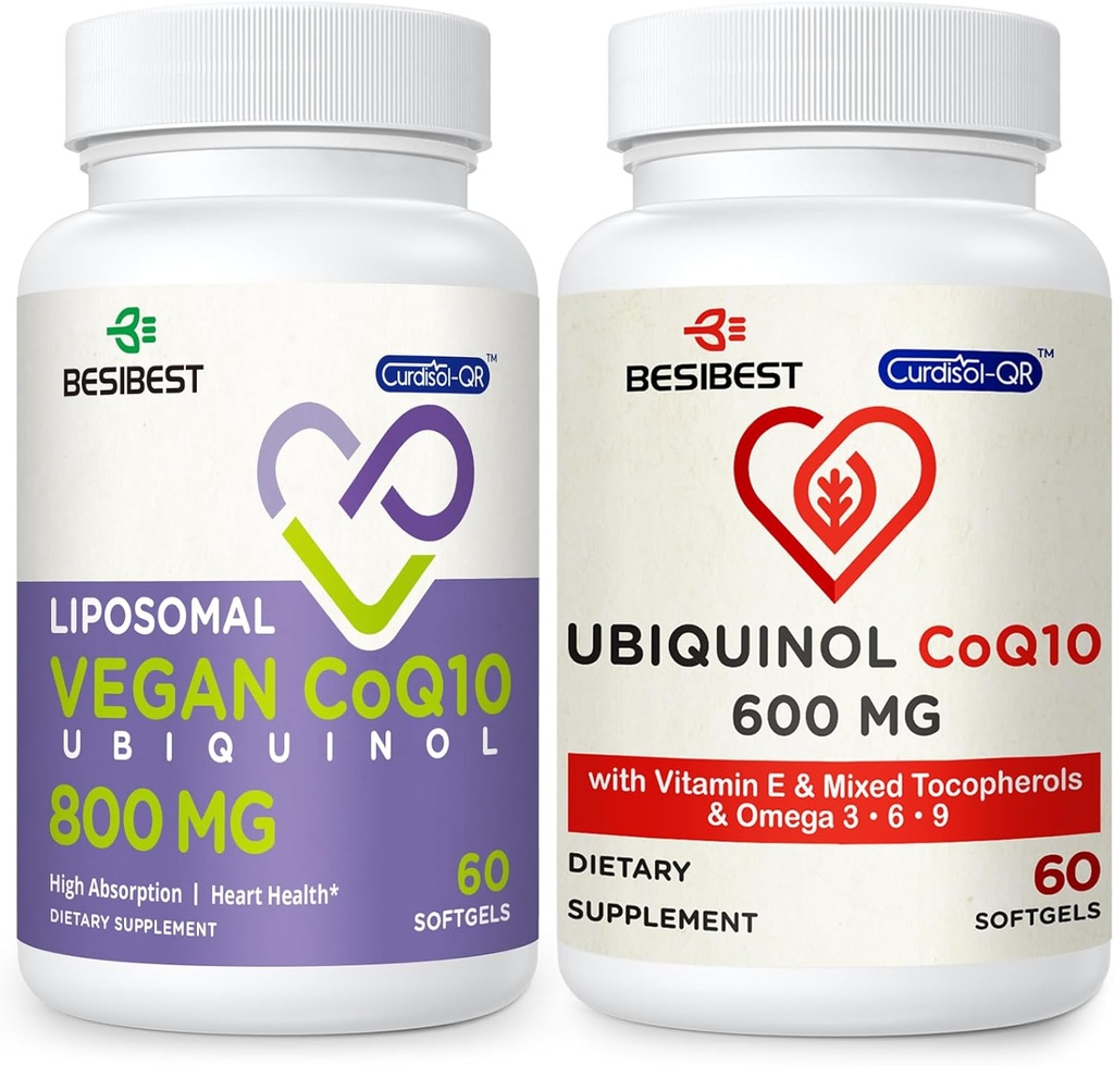 CoQ10 600mg 1PCS Bundle with 800mg Liposomal CoQ10 Ubiquinol Supplement 1PCS 2
