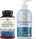 Magnesium Lotion and Magnesium Citrate Supplement | Full Body Magnesium Support for Body and Mind with 8 Fl Oz Topical Magnesium Plus 1 Month Supply Magnesium Complex Pills 2