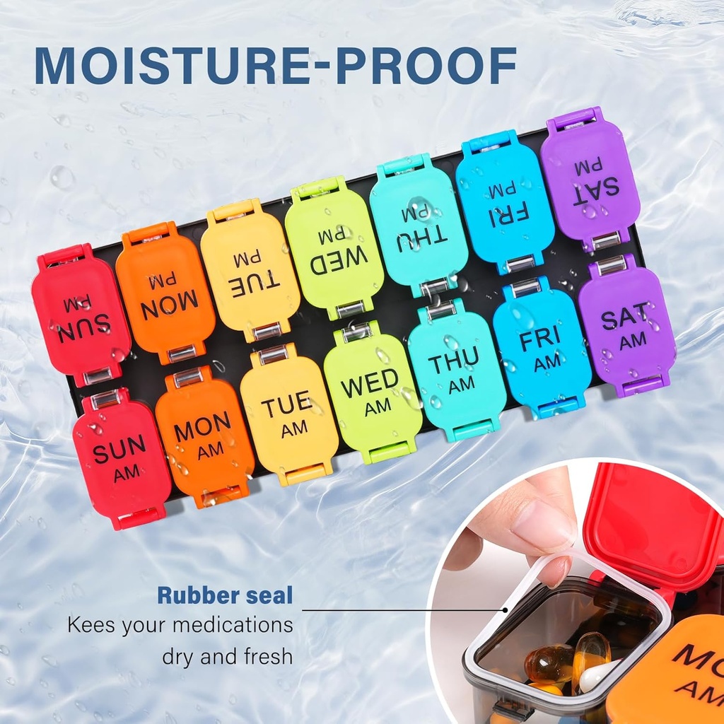 Extra Large Weekly Pill Organizer - 7 Day AM/PM Pill Box, Twice a Day XL Pill Container for Vitamins and Supplements, Airtight & Detachable Design, Ideal for Daily Medication Management 6